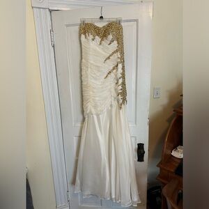 Mac Duggal white long dress